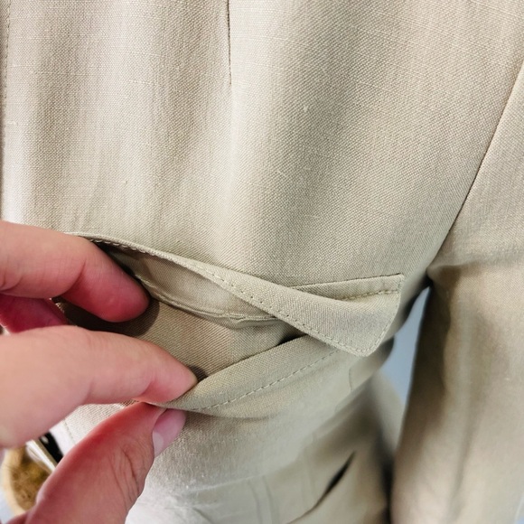 INC International a concept Y2K Light Tan Linen Silk Blend Blazer Button Jacket - Picture 6 of 7
